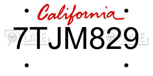 7TJM829 California License Plate