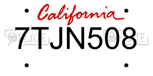 7TJN508 California License Plate