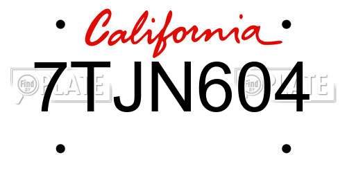 7TJN604 California License Plate