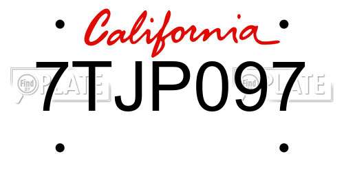 7TJP097 California License Plate