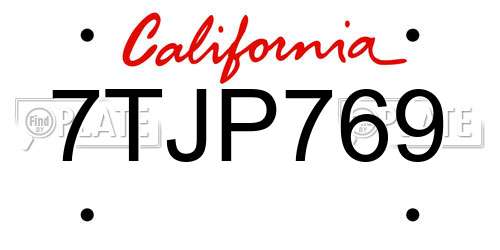 7TJP769 California License Plate