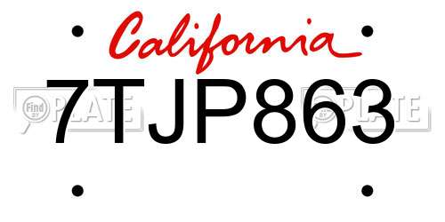 7TJP863 California License Plate
