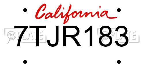 7TJR183 California License Plate