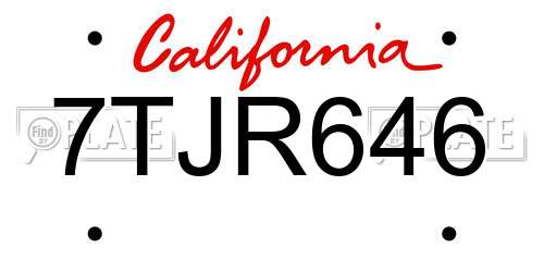 7TJR646 California License Plate