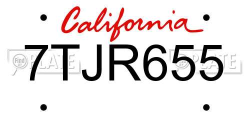7TJR655 California License Plate