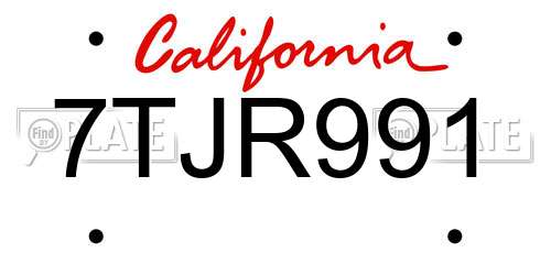7TJR991 California License Plate