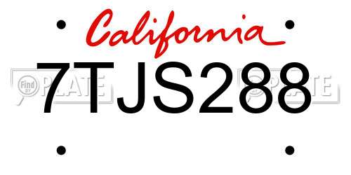 7TJS288 California License Plate