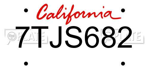 7TJS682 California License Plate