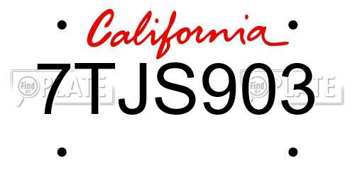 7TJS903 California License Plate