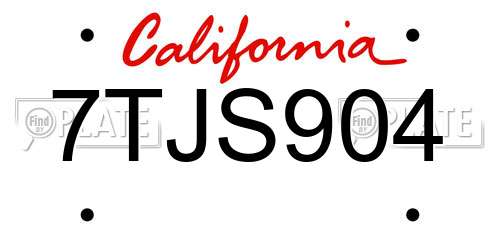 7TJS904 California License Plate