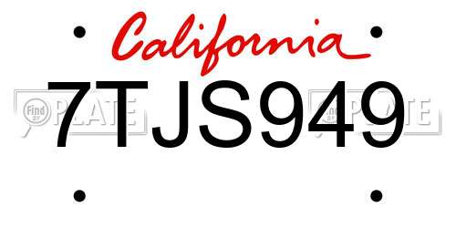 7TJS949 California License Plate