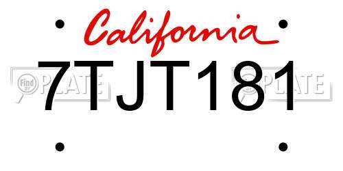 7TJT181 California License Plate