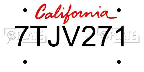 7TJV271 California License Plate