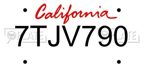 7TJV790 California License Plate