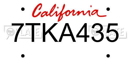 7TKA435 California License Plate