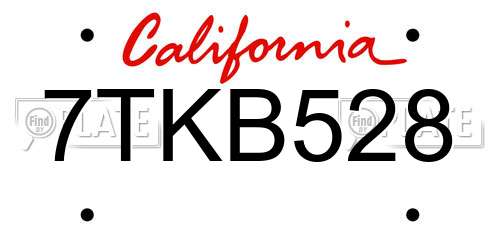 7TKB528 California License Plate