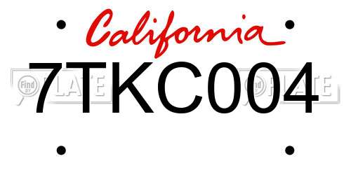 7TKC004 California License Plate