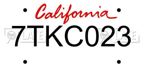 7TKC023 California License Plate