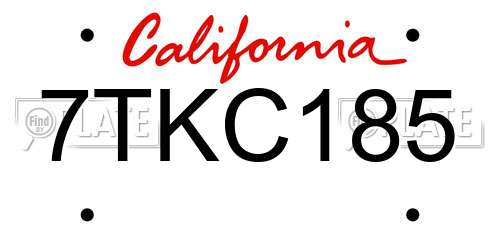 7TKC185 California License Plate