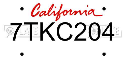 7TKC204 California License Plate