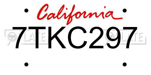 7TKC297 California License Plate