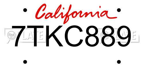 7TKC889 California License Plate