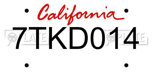 7TKD014 California License Plate