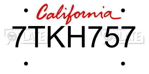 7TKH757 California License Plate