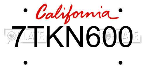 7TKN600 California License Plate
