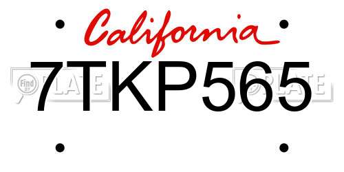 7TKP565 California License Plate