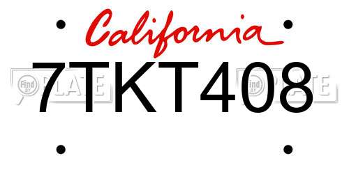 7TKT408 California License Plate