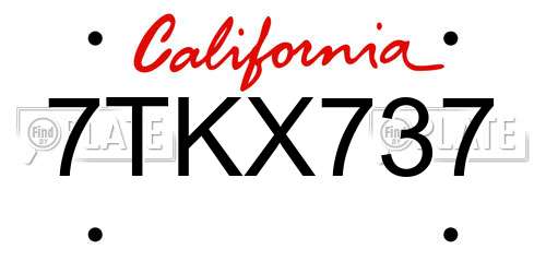 7TKX737 California License Plate
