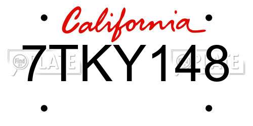 7TKY148 California License Plate