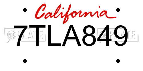 7TLA849 California License Plate