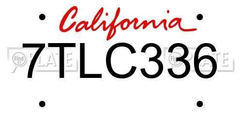 7TLC336 California License Plate