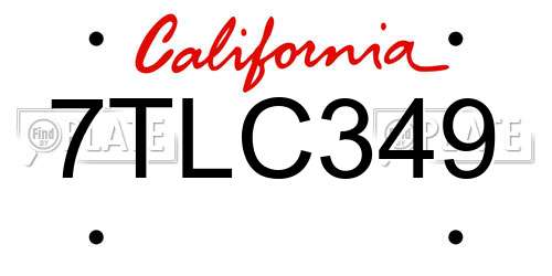 7TLC349 California License Plate