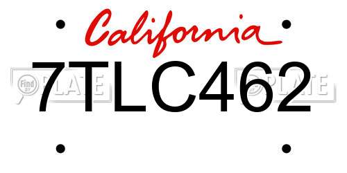 7TLC462 California License Plate