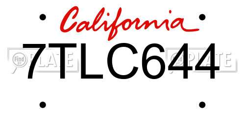7TLC644 California License Plate