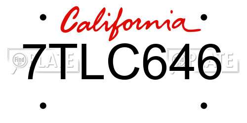 7TLC646 California License Plate