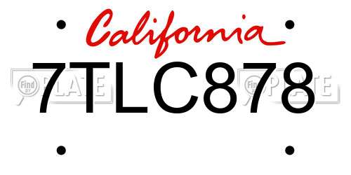 7TLC878 California License Plate