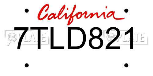 7TLD821 California License Plate
