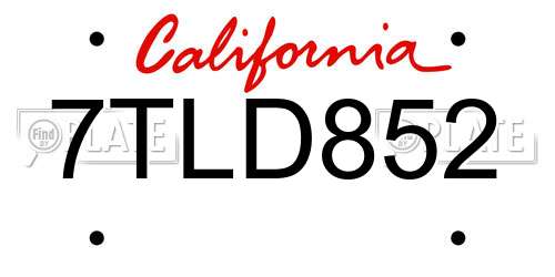 7TLD852 California License Plate