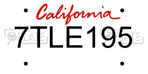 7TLE195 California License Plate