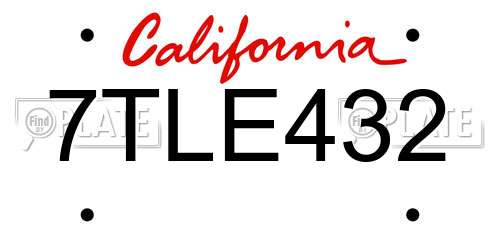 7TLE432 California License Plate