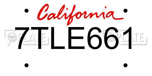 7TLE661 California License Plate