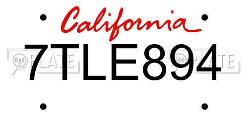 7TLE894 California License Plate
