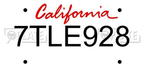 7TLE928 California License Plate