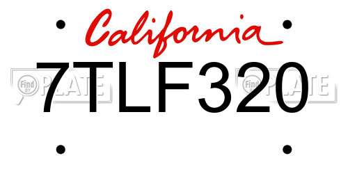 7TLF320 California License Plate