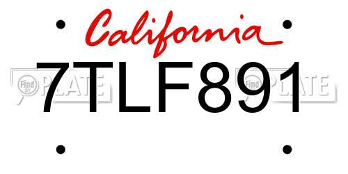 7TLF891 California License Plate