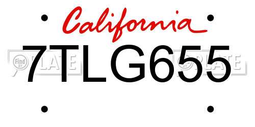 7TLG655 California License Plate